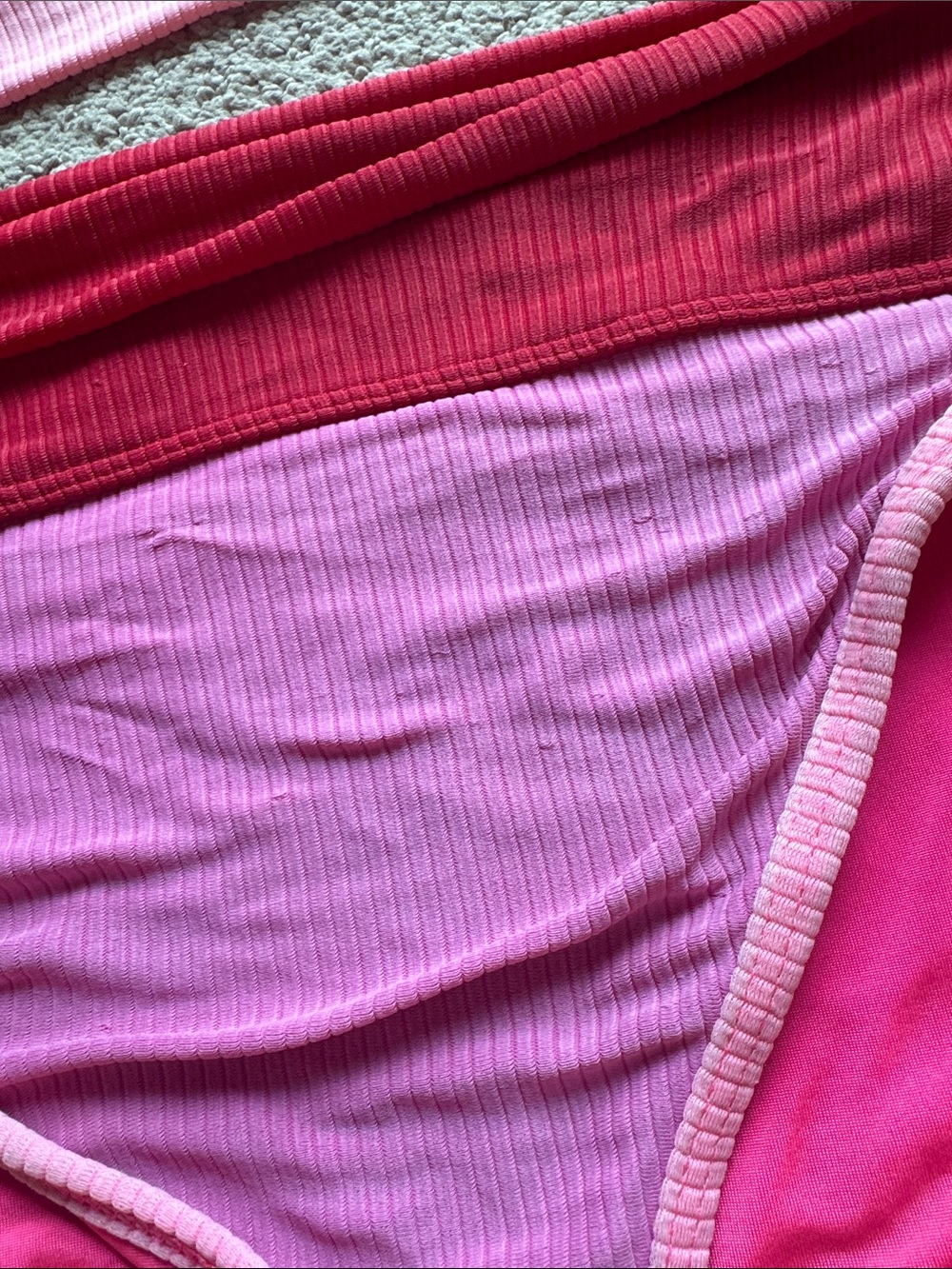 Beach Riot Pink & Red Ribbed Two-Piece Bikini - Picture 3 of 6